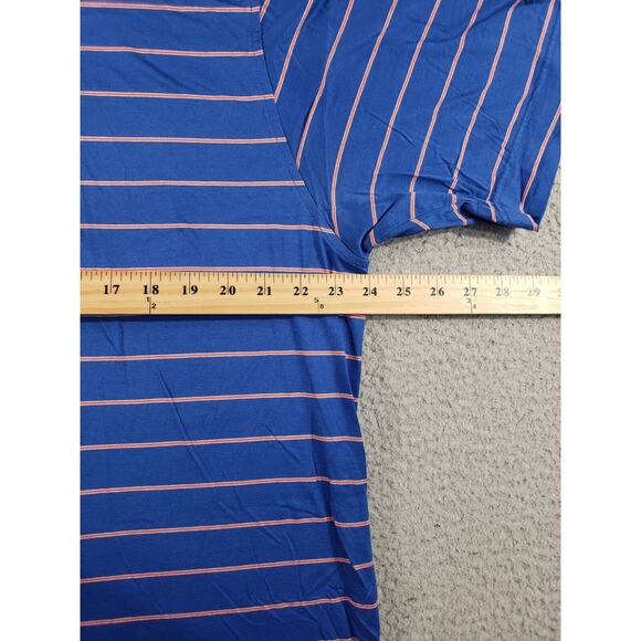 Peter Millar Shirt Men's Large Blue Orange Striped Golf Polo Short Sleeve - Picture 4 of 9